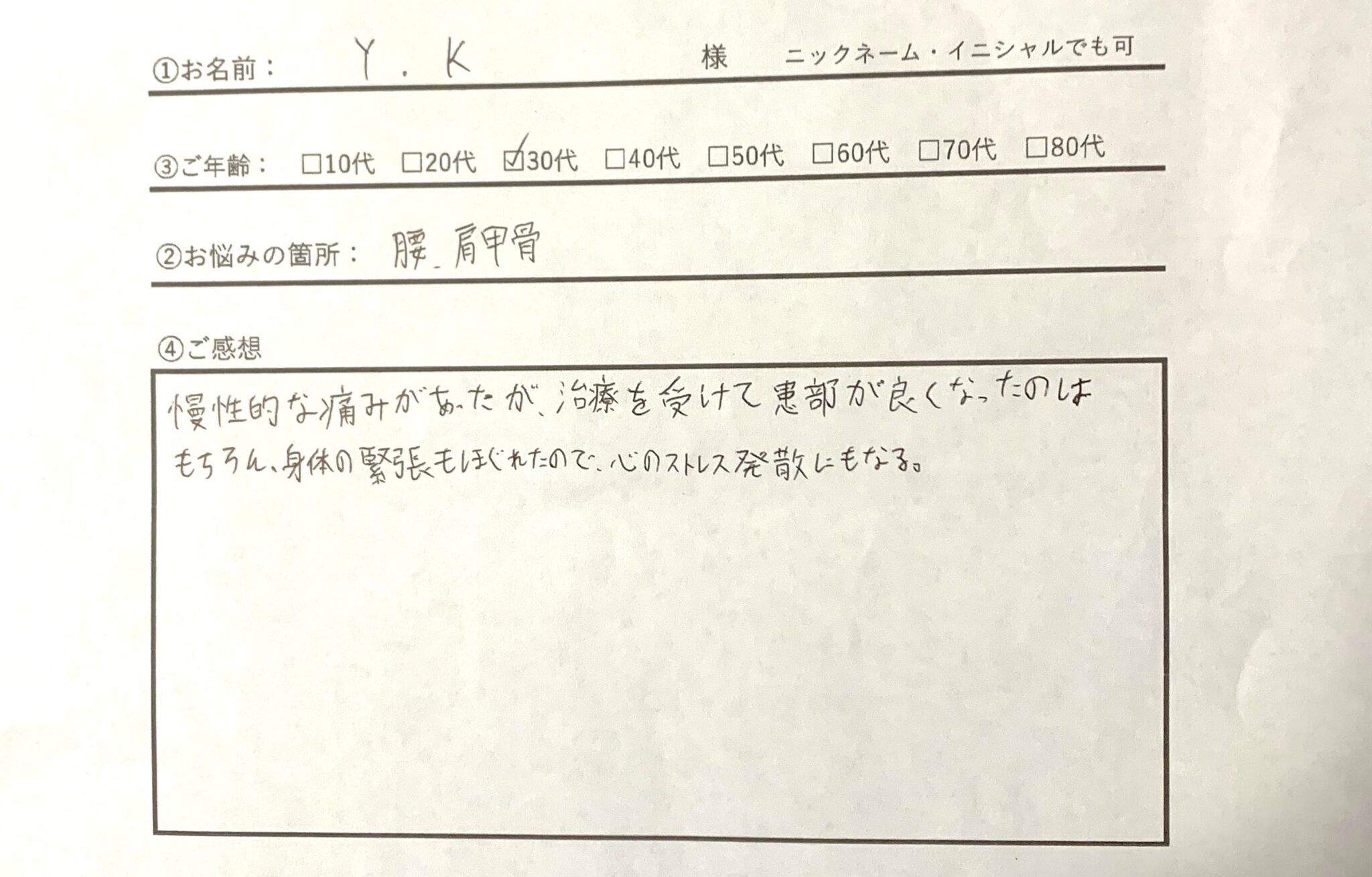 Y.Kさん（30代）